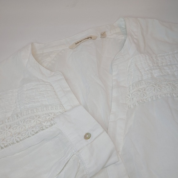 Soft Surroundings Tops - Soft Surroundings White‎ Embroidered Crochet Tunic Top Blouse Bohemian Large